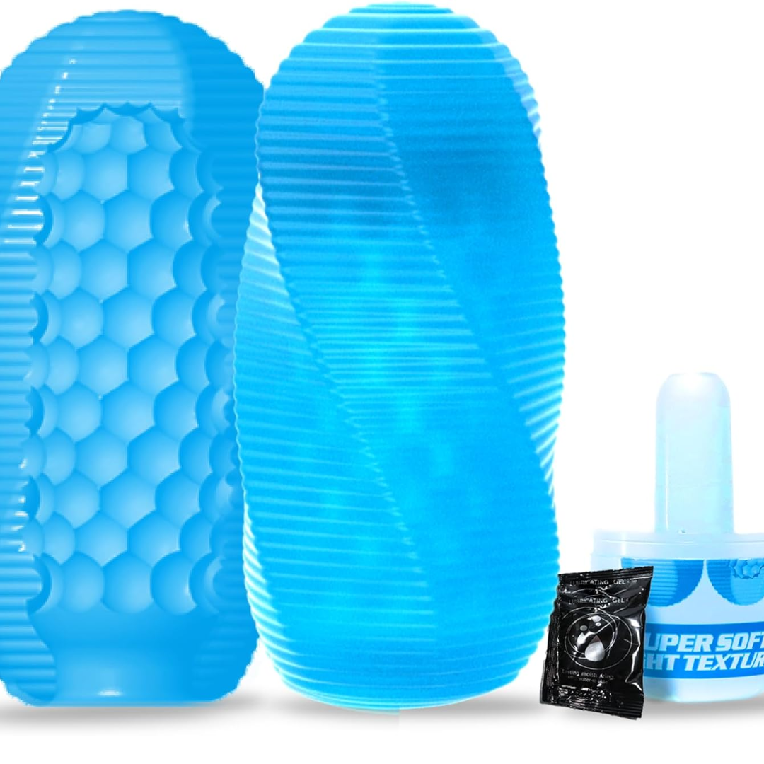 LNIIY Textured Rotating Male Masturbator – Ultra-Soft Stretchy Egg Penis Toy with Storage Case