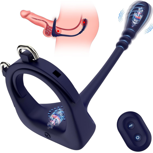 Prostate Massager with Anal Beads & Vibrating Cock Ring – Remote-Controlled G-Spot & Clitoral Stimulator for Couples