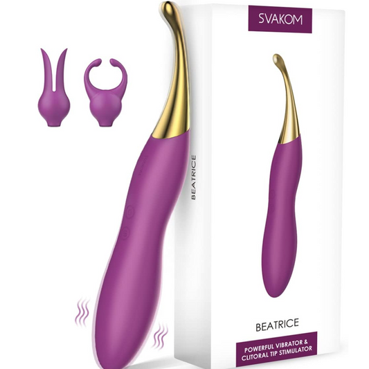 SVAKOM Beatrice – Powerful Vibrator & Clitoral Tip Stimulator with 2 Interchangeable Silicone Heads