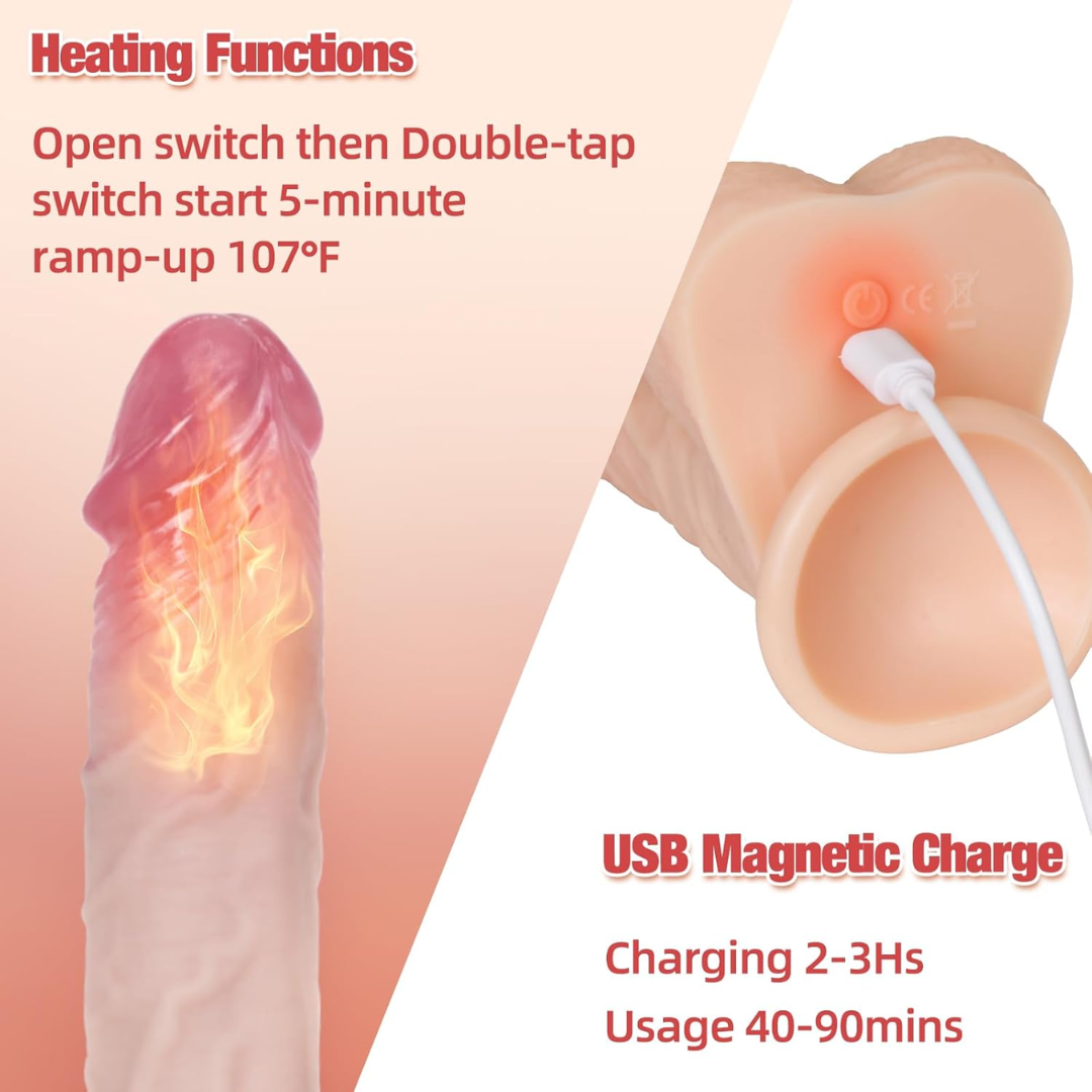 ABJOYE 6-in-1 Thrusting & Vibrating Dildo with Remote Control