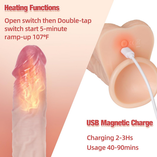 ABJOYE 6-in-1 Thrusting & Vibrating Dildo with Remote Control