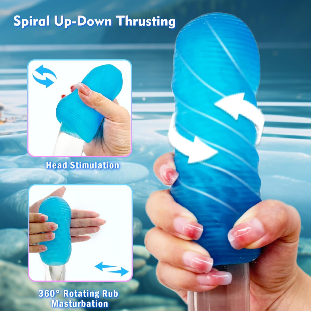 LNIIY Textured Rotating Male Masturbator – Ultra-Soft Stretchy Egg Penis Toy with Storage Case