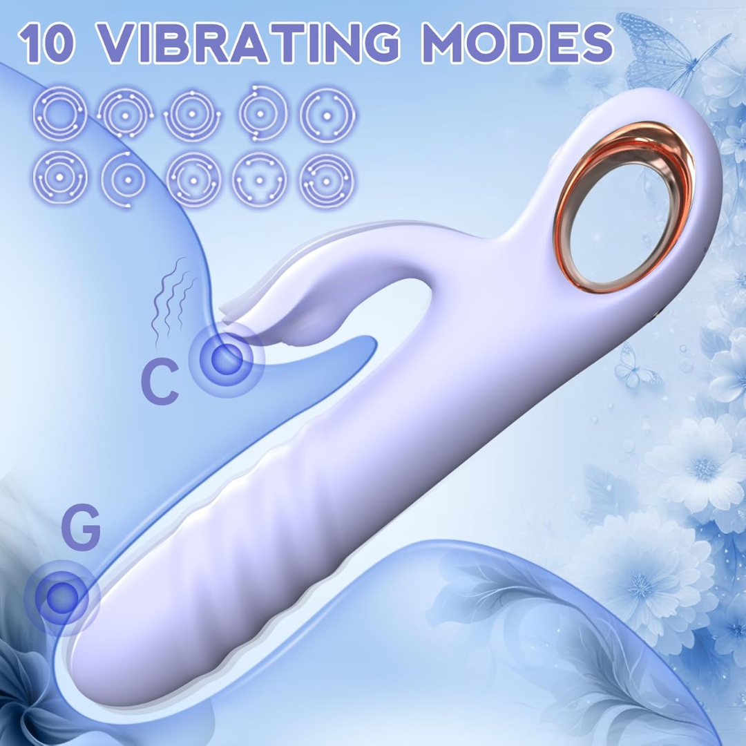 Bkevsd Thrusting Rabbit Vibrator – 10 Vibration & 10 Thrusting Modes, G-Spot & Clitoral Stimulator