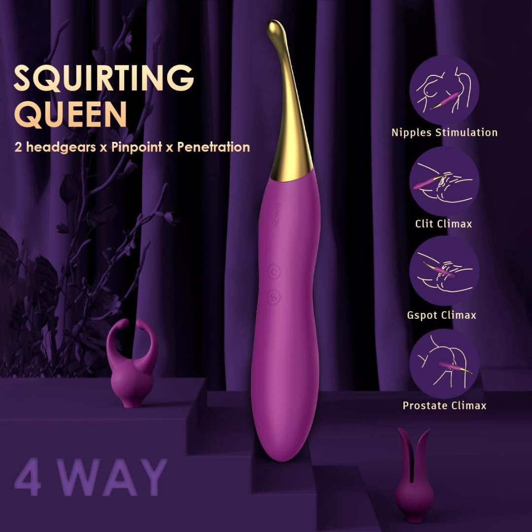 SVAKOM Beatrice – Powerful Vibrator & Clitoral Tip Stimulator with 2 Interchangeable Silicone Heads