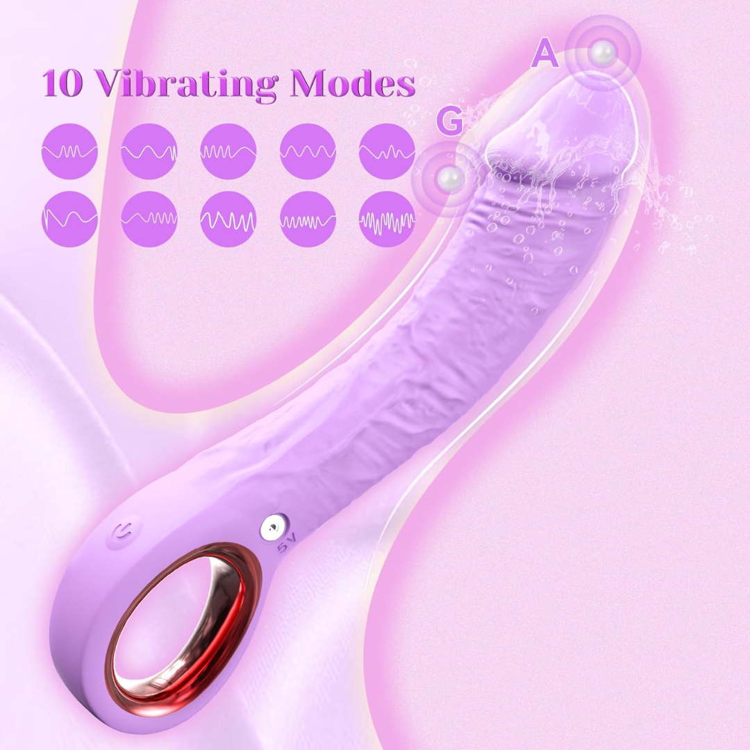 Realistic G-Spot Vibrator – 10 Vibration Modes, Waterproof Clitoral & Vaginal Silicone Dildo