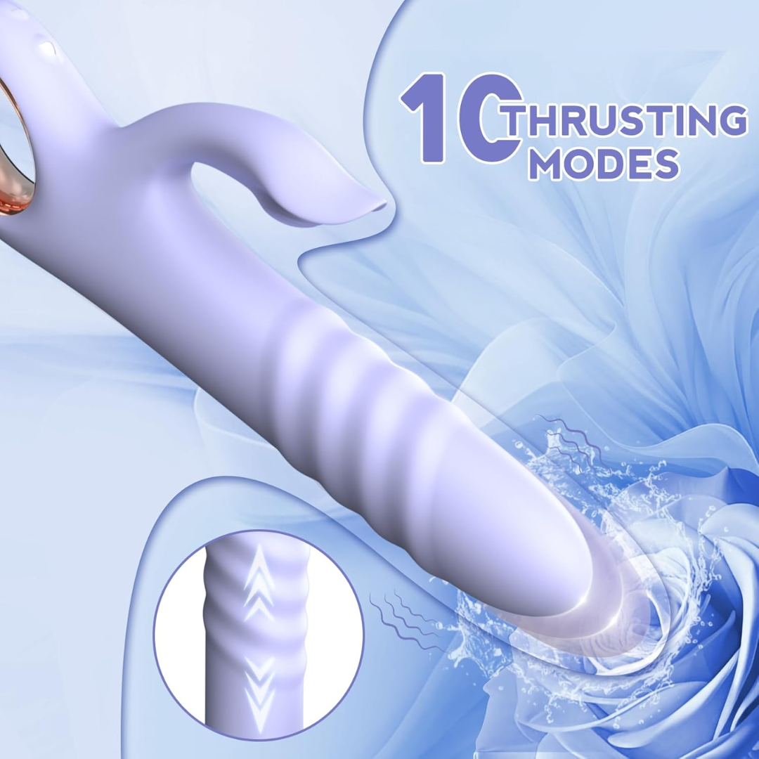 Bkevsd Thrusting Rabbit Vibrator – 10 Vibration & 10 Thrusting Modes, G-Spot & Clitoral Stimulator