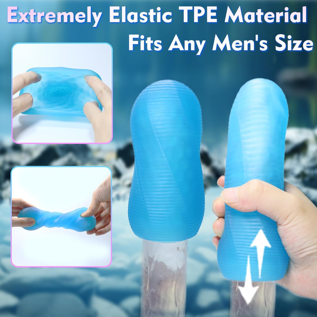 LNIIY Textured Rotating Male Masturbator – Ultra-Soft Stretchy Egg Penis Toy with Storage Case
