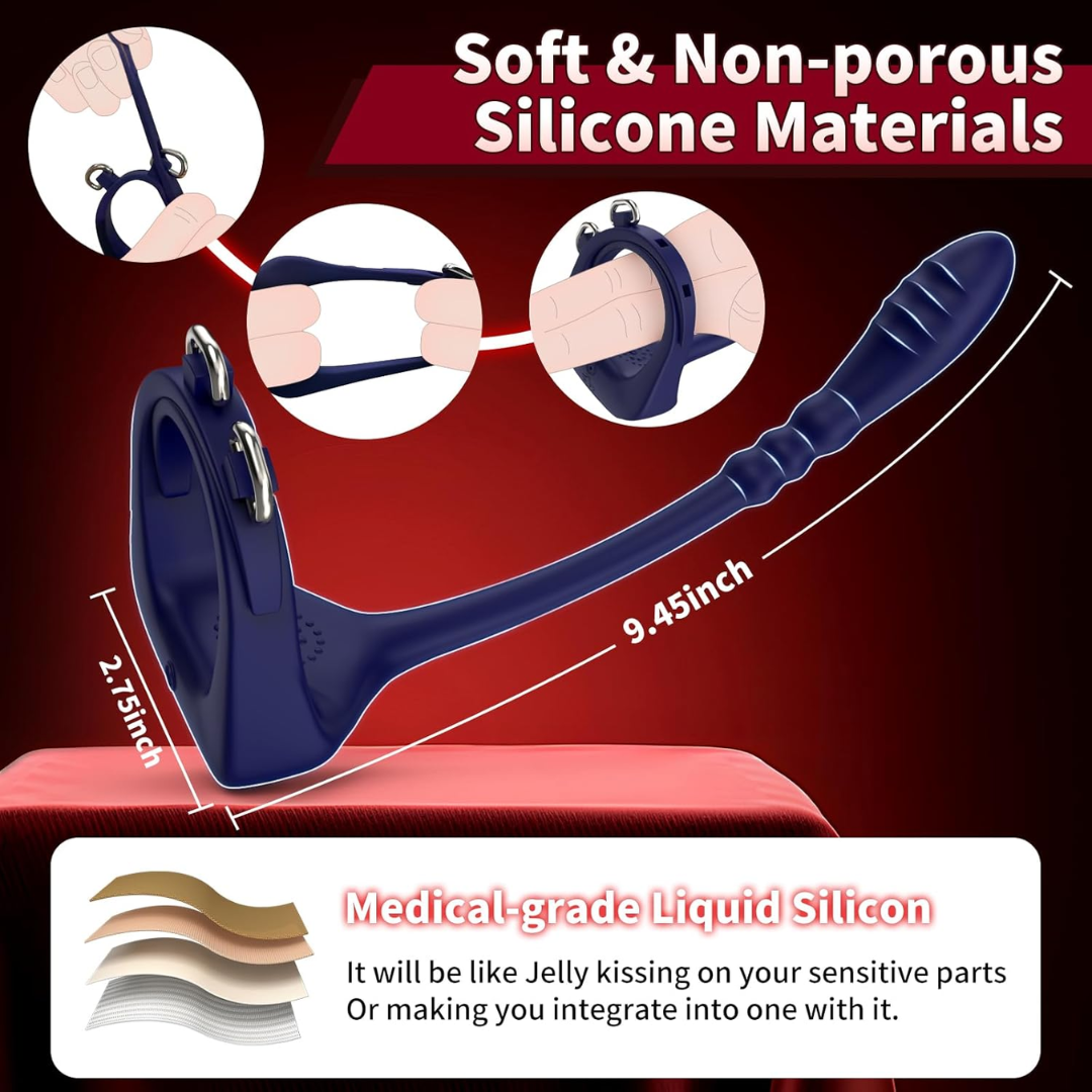 Prostate Massager with Anal Beads & Vibrating Cock Ring – Remote-Controlled G-Spot & Clitoral Stimulator for Couples