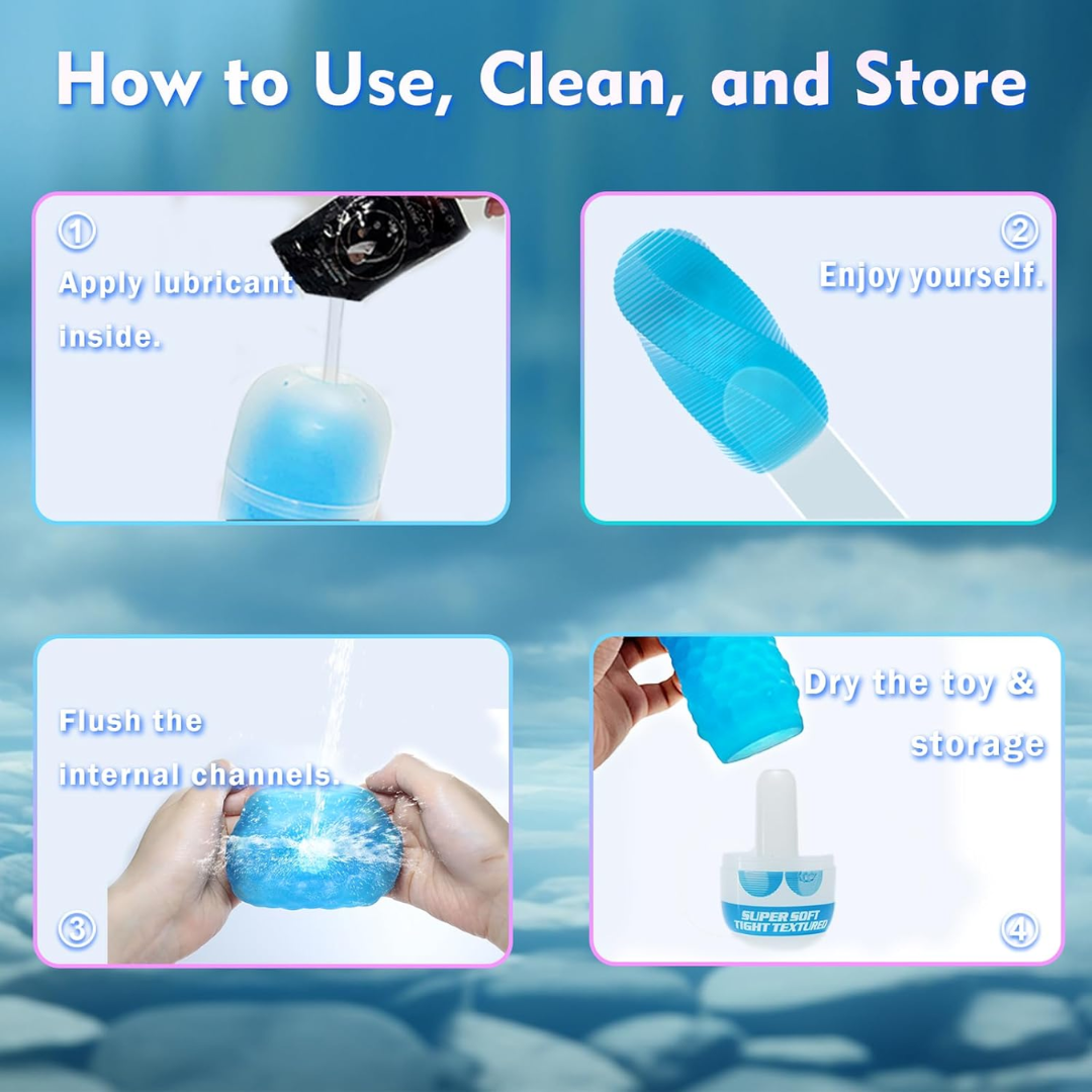 LNIIY Textured Rotating Male Masturbator – Ultra-Soft Stretchy Egg Penis Toy with Storage Case