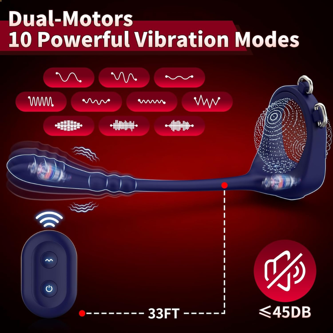 Prostate Massager with Anal Beads & Vibrating Cock Ring – Remote-Controlled G-Spot & Clitoral Stimulator for Couples