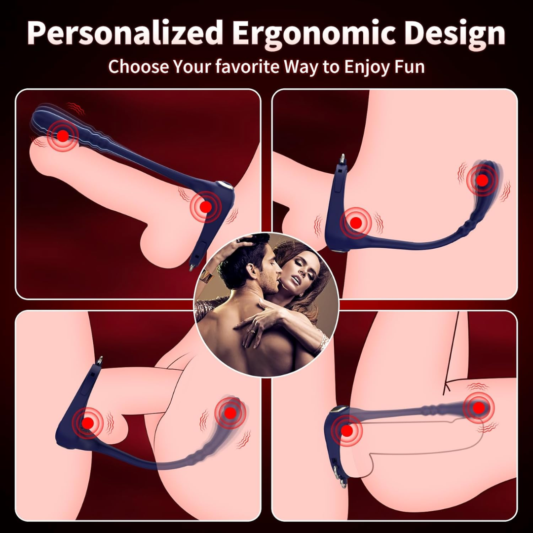 Prostate Massager with Anal Beads & Vibrating Cock Ring – Remote-Controlled G-Spot & Clitoral Stimulator for Couples