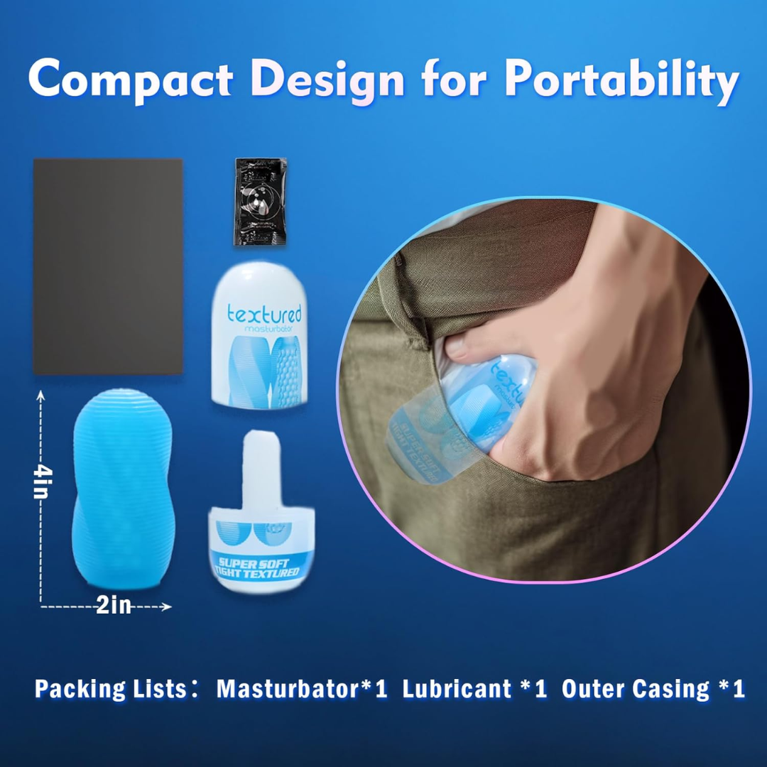 LNIIY Textured Rotating Male Masturbator – Ultra-Soft Stretchy Egg Penis Toy with Storage Case