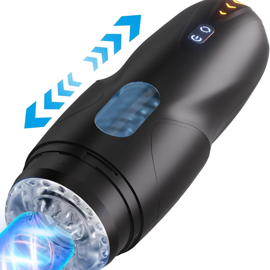 GRRL TOYZ Masturbador Masculino Automático – Bomba de Pene con 8 Modos de Empuje y 8 de Rotación, Vagina de Bolsillo con Manga 3D Realista e Indicador LED
