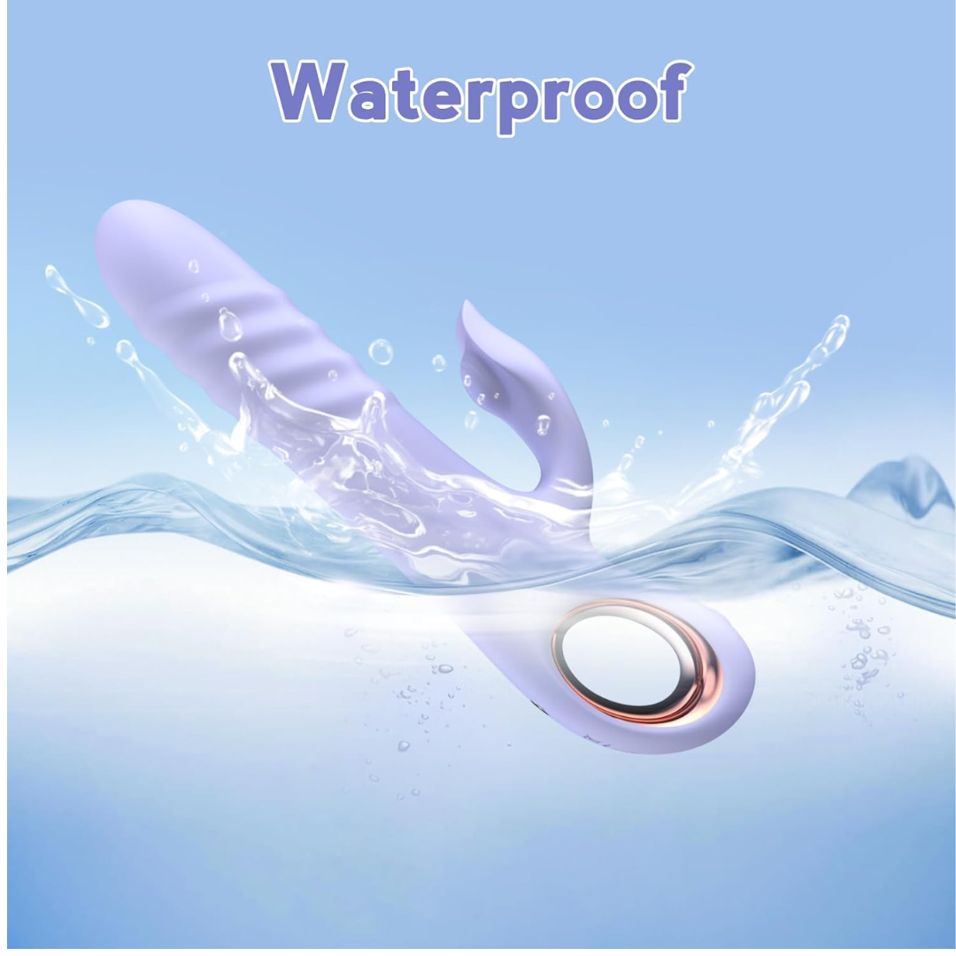 Bkevsd Thrusting Rabbit Vibrator – 10 Vibration & 10 Thrusting Modes, G-Spot & Clitoral Stimulator