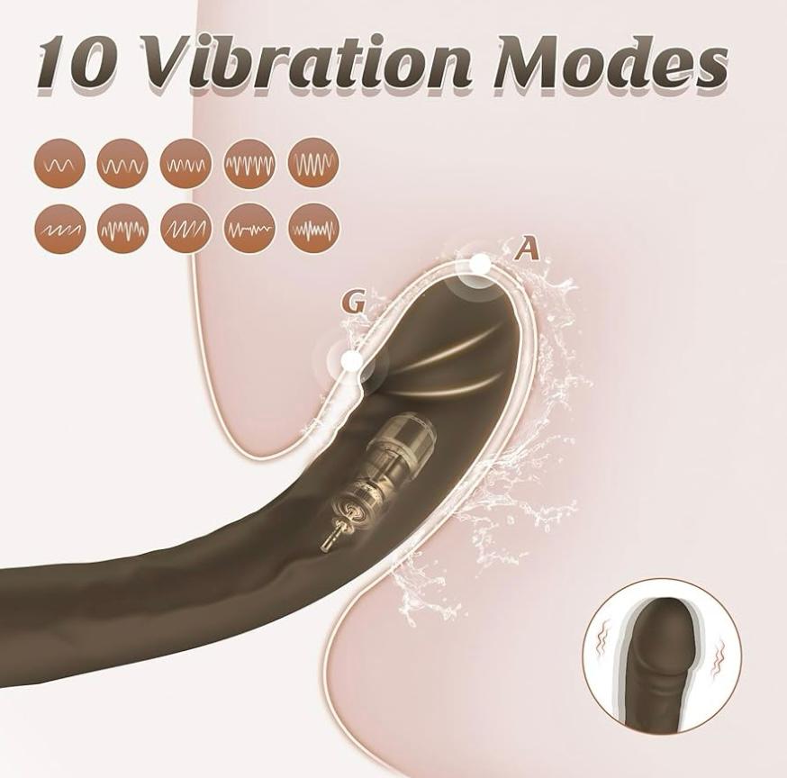 G-Spot Vibrating Dildo – 10 Powerful Vibration Modes, Realistic Wand Vibrator for Clitoral, Anal & Nipple Stimulation