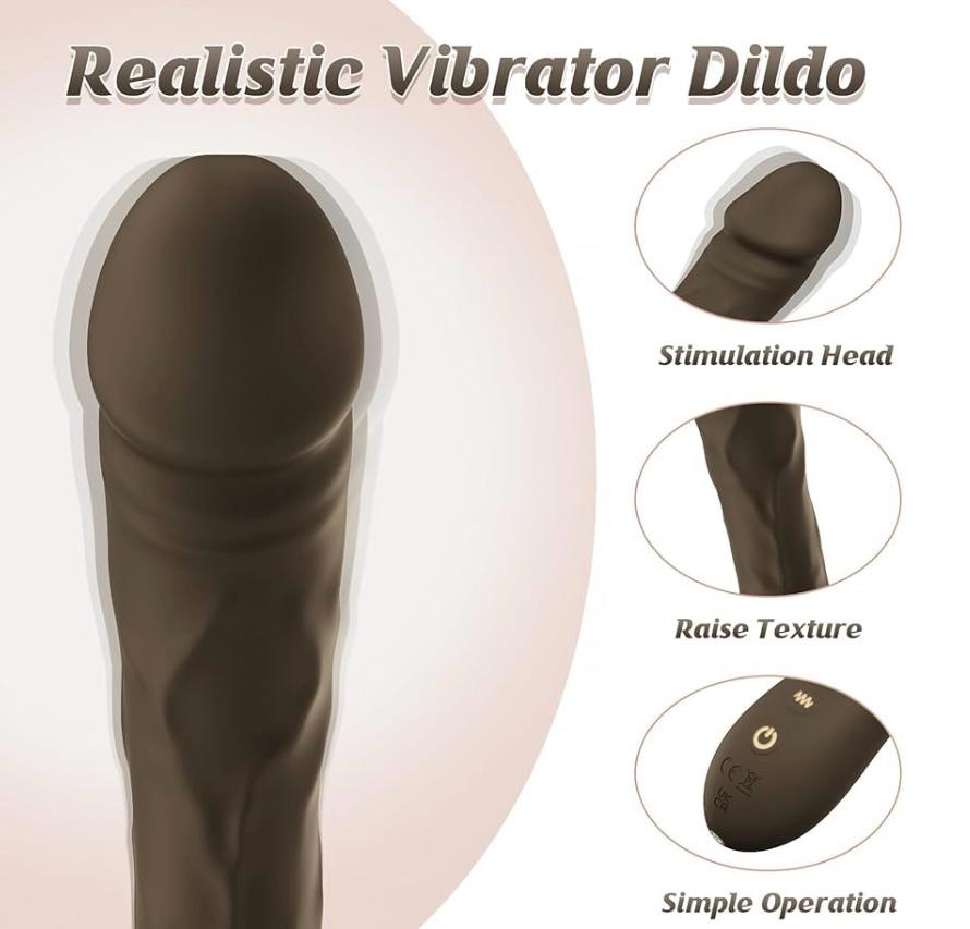 G-Spot Vibrating Dildo – 10 Powerful Vibration Modes, Realistic Wand Vibrator for Clitoral, Anal & Nipple Stimulation
