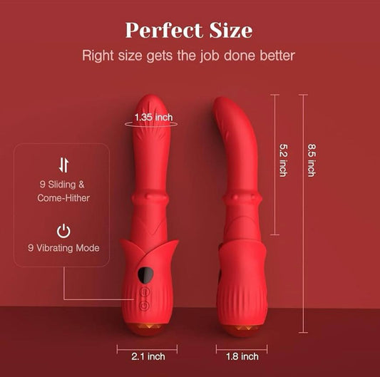 9-Mode Thrusting & Vibrating G-Spot Vibrator – Curved Textured Shaft, USB Rechargeable & Waterproof