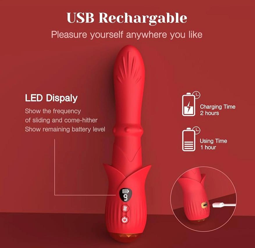 9-Mode Thrusting & Vibrating G-Spot Vibrator – Curved Textured Shaft, USB Rechargeable & Waterproof