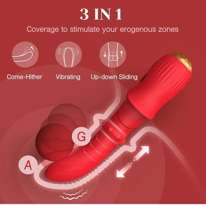 9-Mode Thrusting & Vibrating G-Spot Vibrator – Curved Textured Shaft, USB Rechargeable & Waterproof